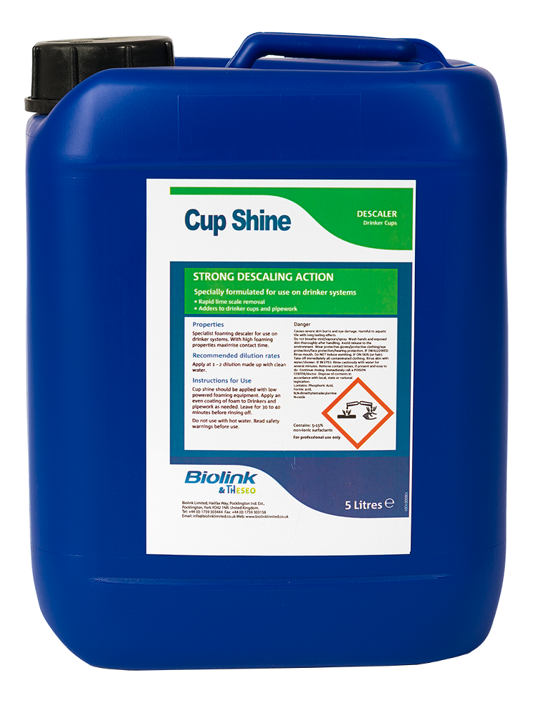 Drinker-cup cleaning product removes limescal