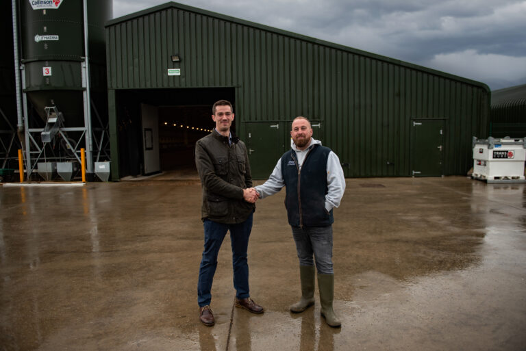 Avara’s Samuel Laing with Courteenhall Farms Poultry Manager Carl Fryett Lee Newton Photography